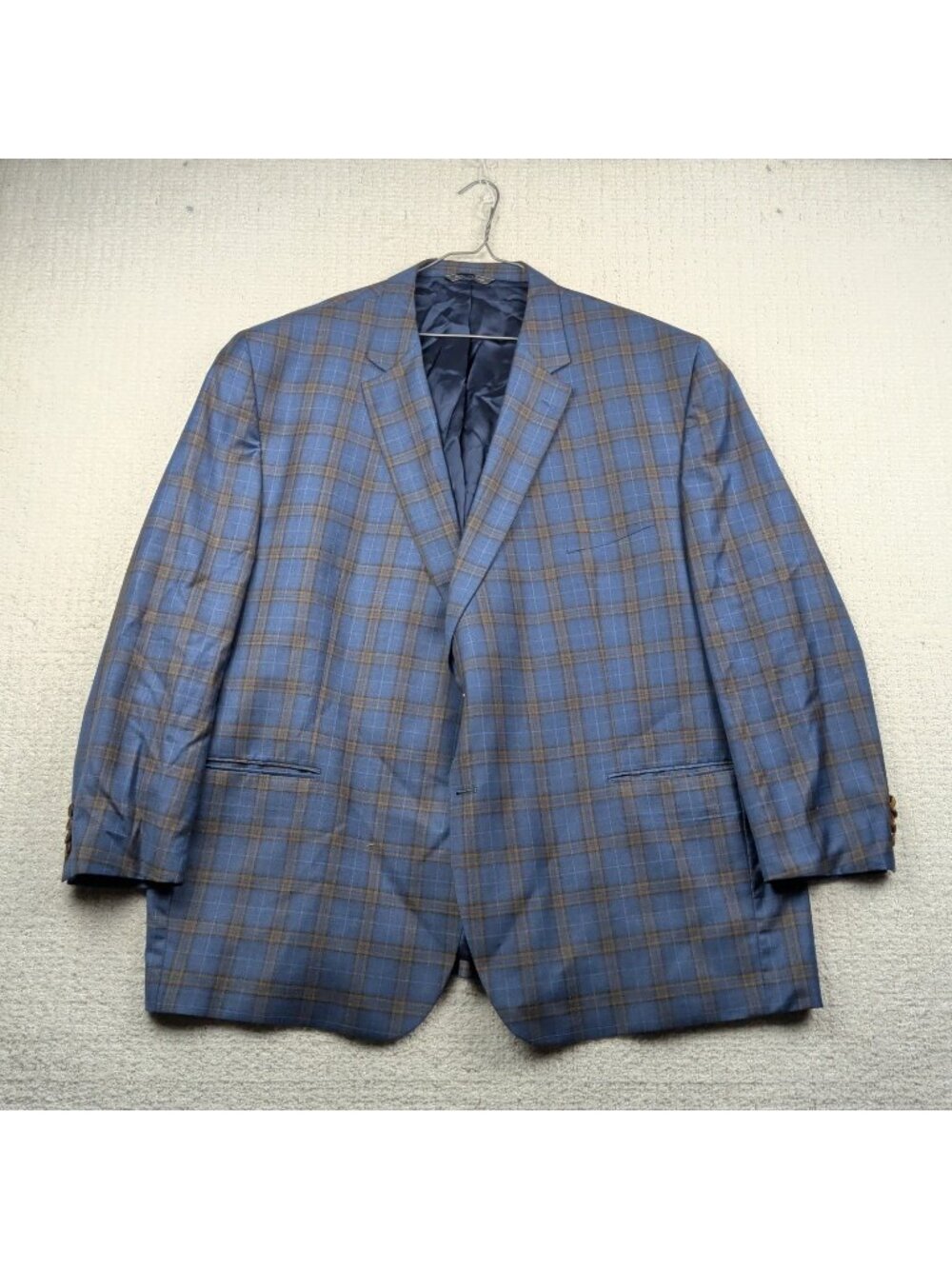 Jack Victor Exclusive Collection Valuto Blazer Men 56R Blue Plaid Italian Fabric